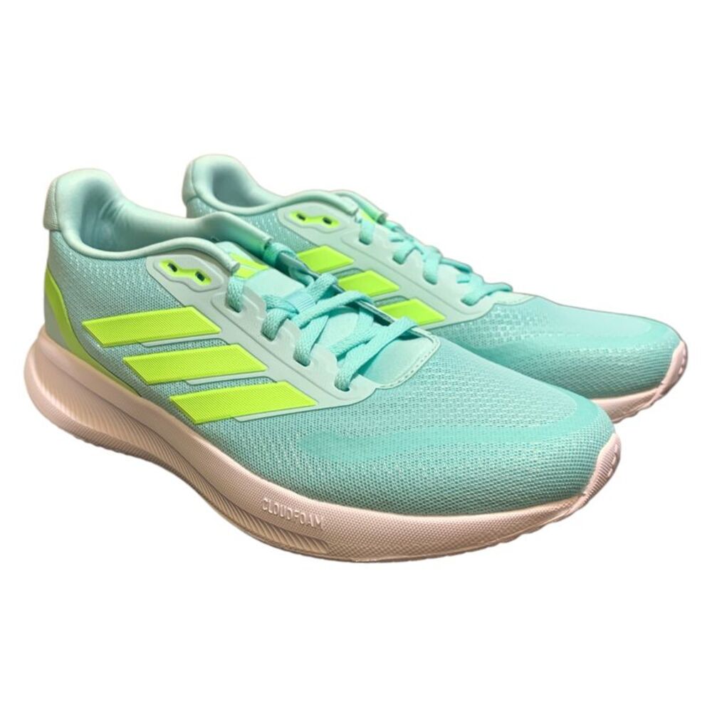 Adidas Women's "RunFalcon 5 W" Cloudfoam Running Shoes - Aqua/Lemon